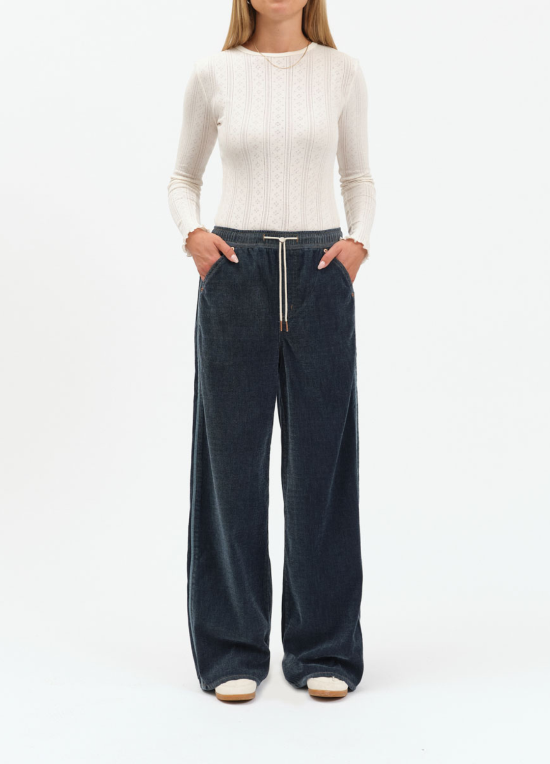 Cozy Wide Leg Pull On Jean in Sky Whisper