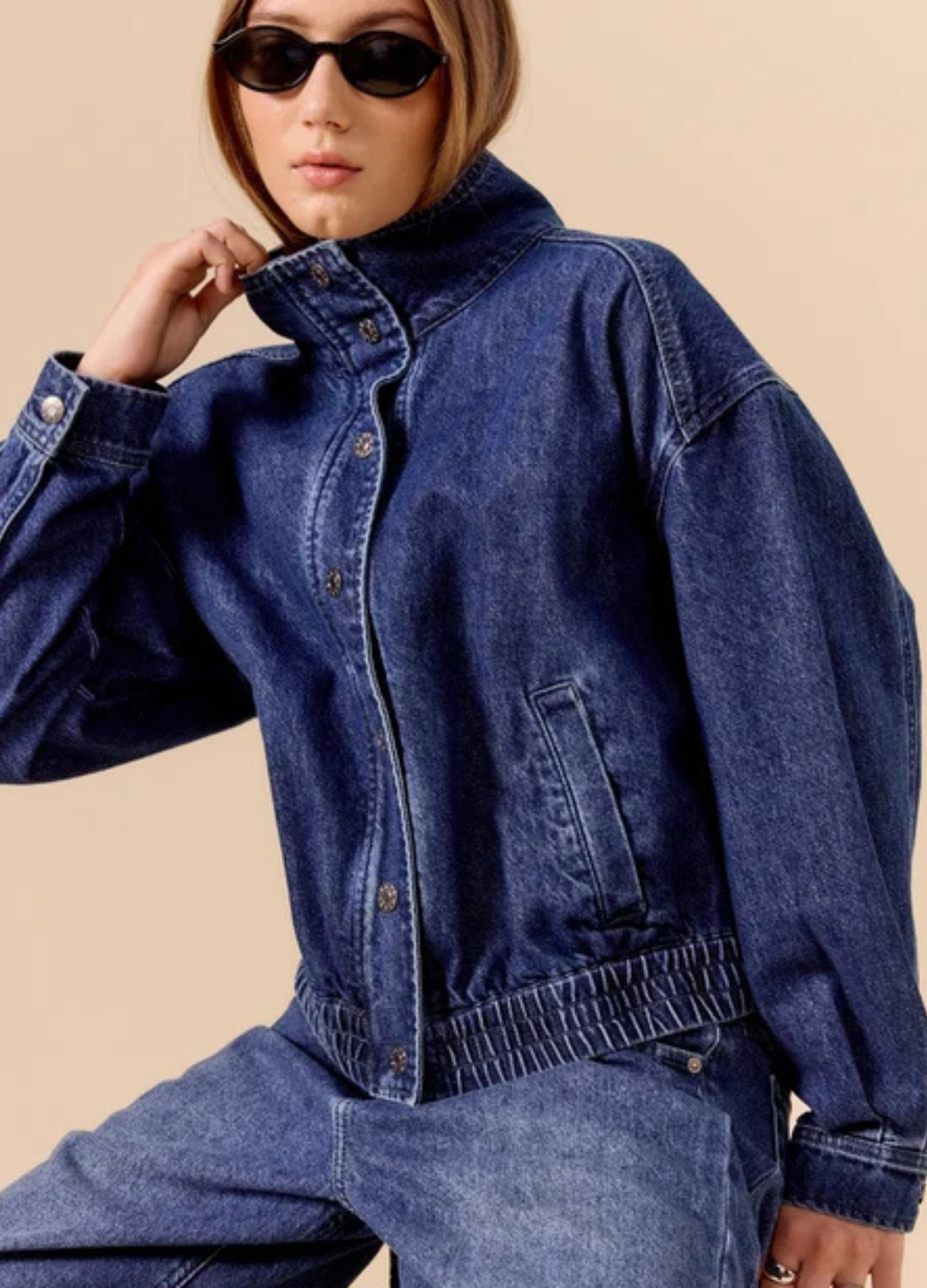 Phantom Funnel Neck Denim Jacket