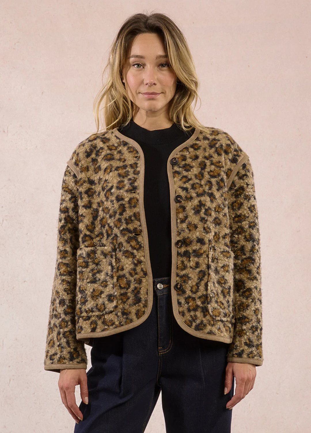 Leopard Print Button Up Jacket