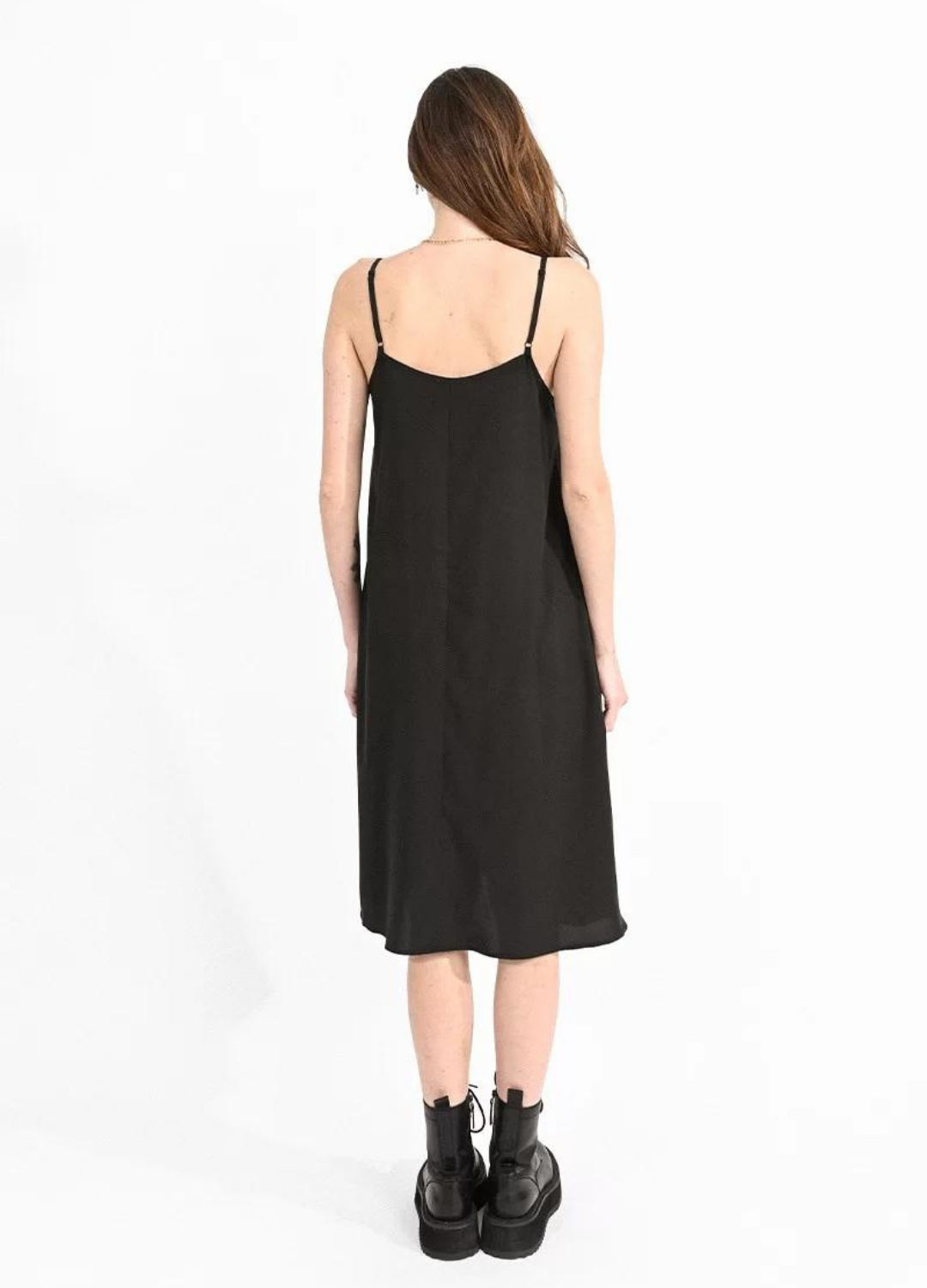 V-Neck Slip Dress in Black