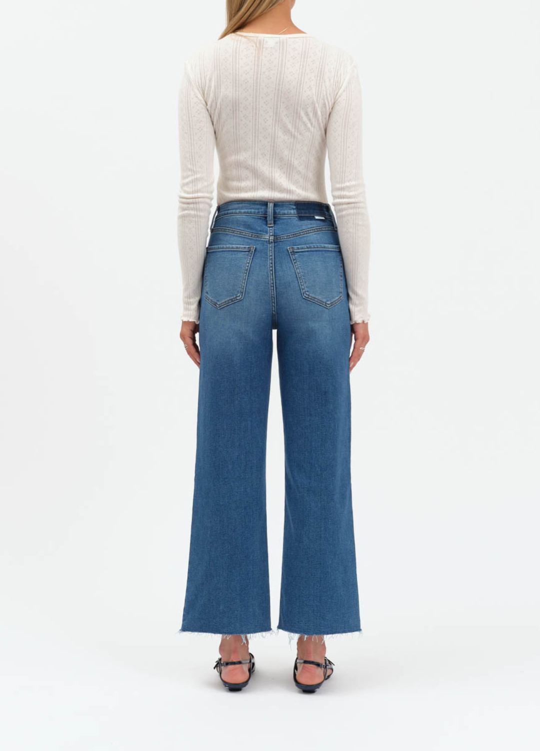 Pleaser Wide Leg Cropped in Indigo Wave