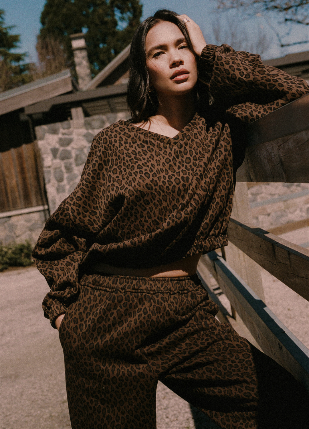 Leopard High V Oversized Sweater