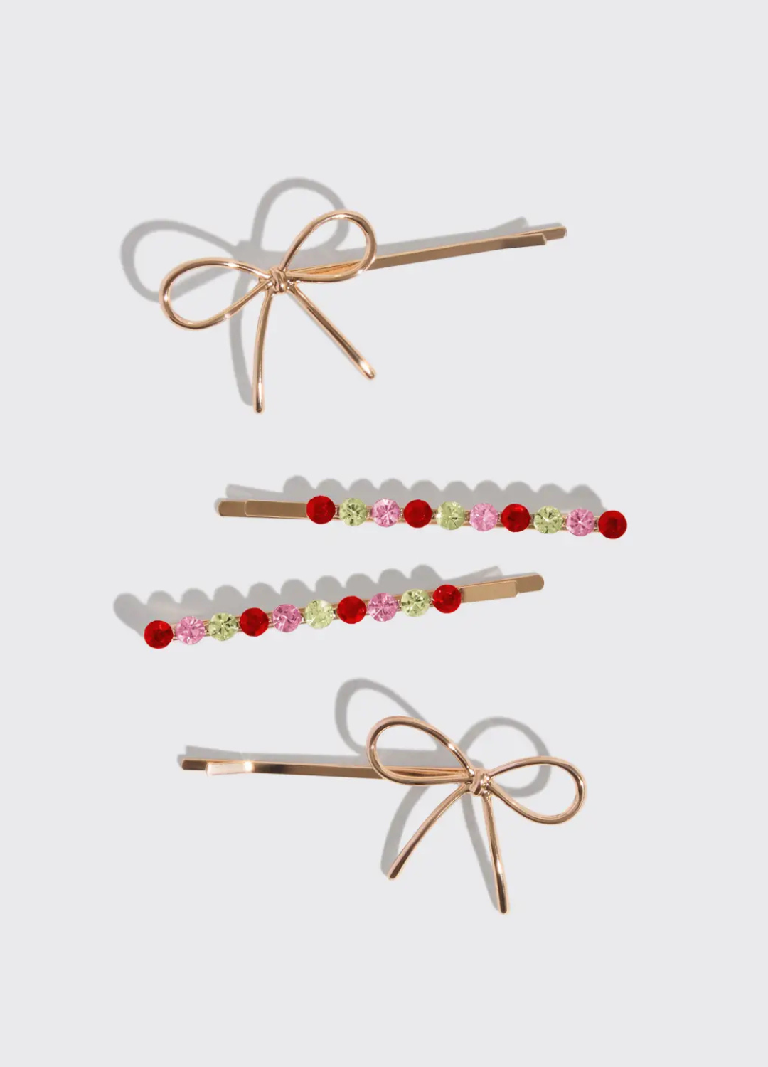 Holiday Gemstone Bobby Pin & Bow Set