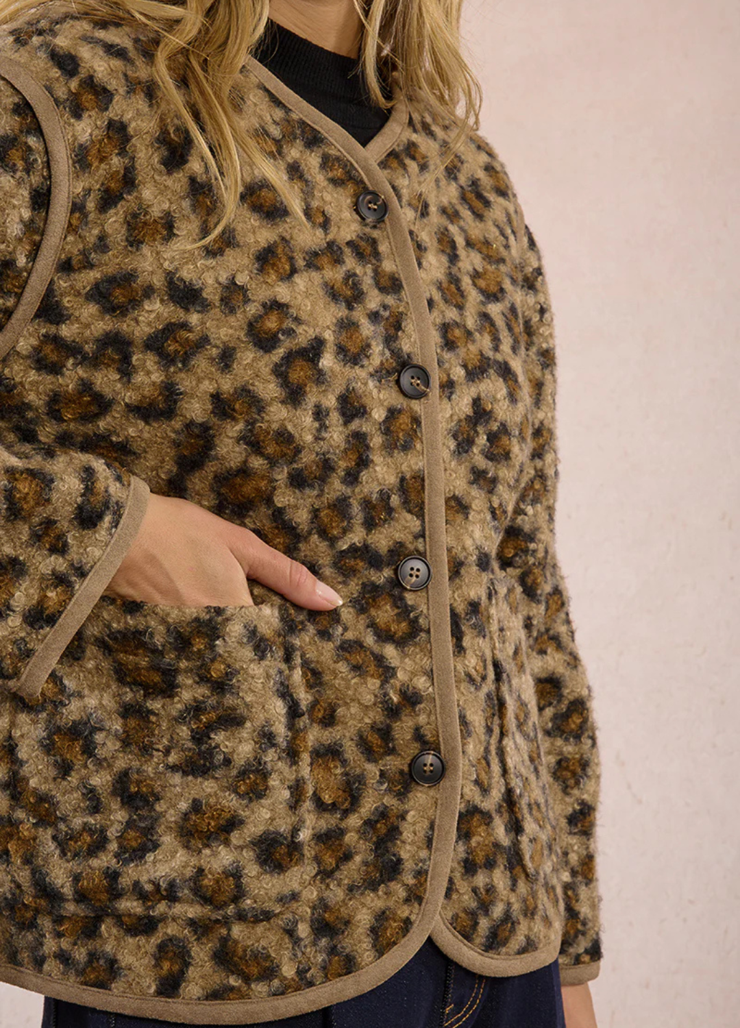 Leopard Print Button Up Jacket