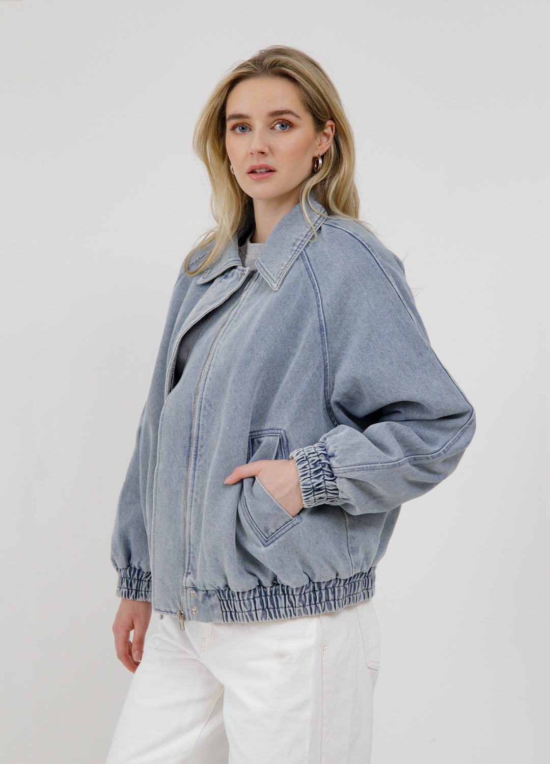 Christine Denim Bomber Jacket