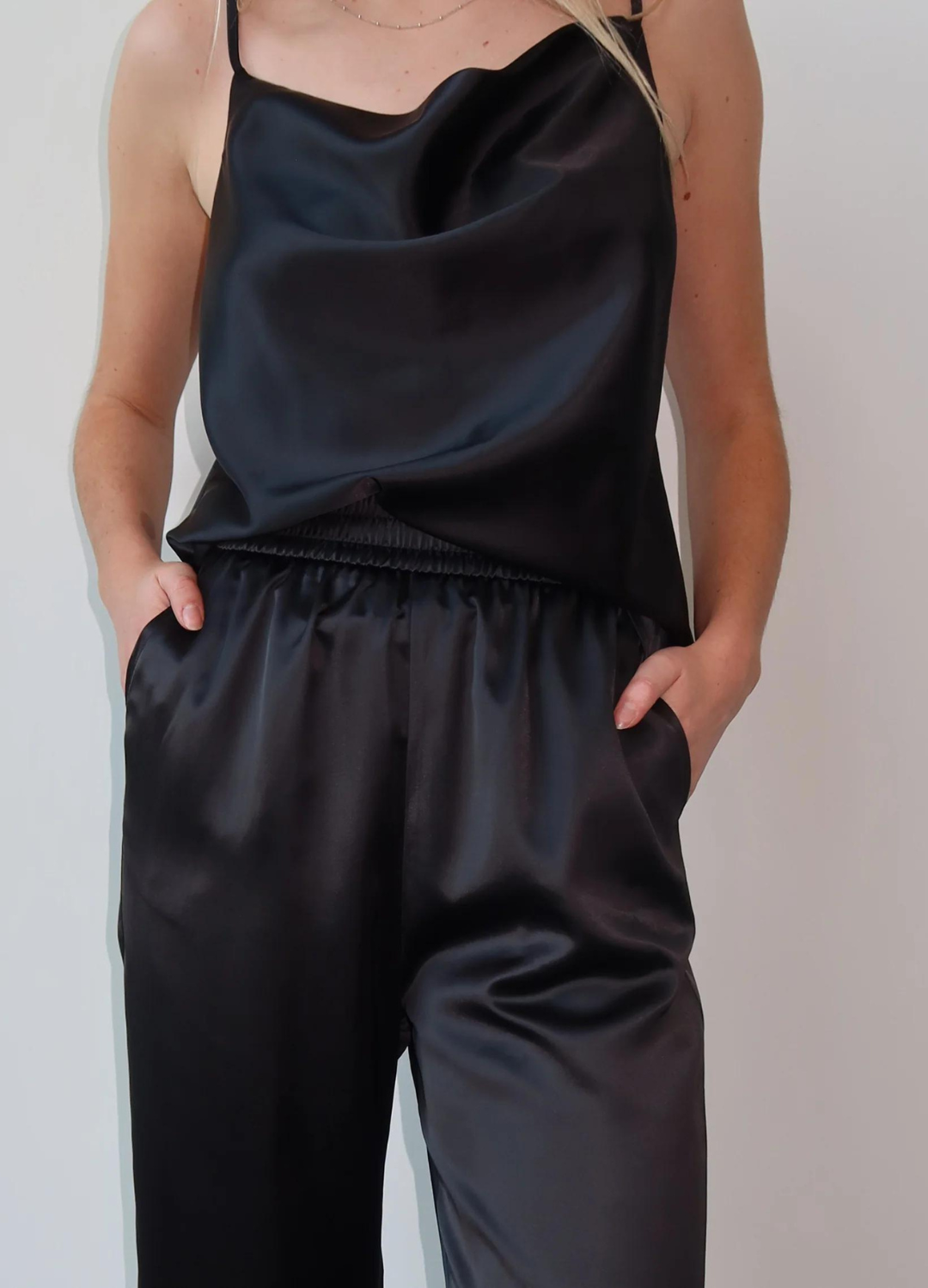 The Carrie Satin Cami Top with Cowl Neck