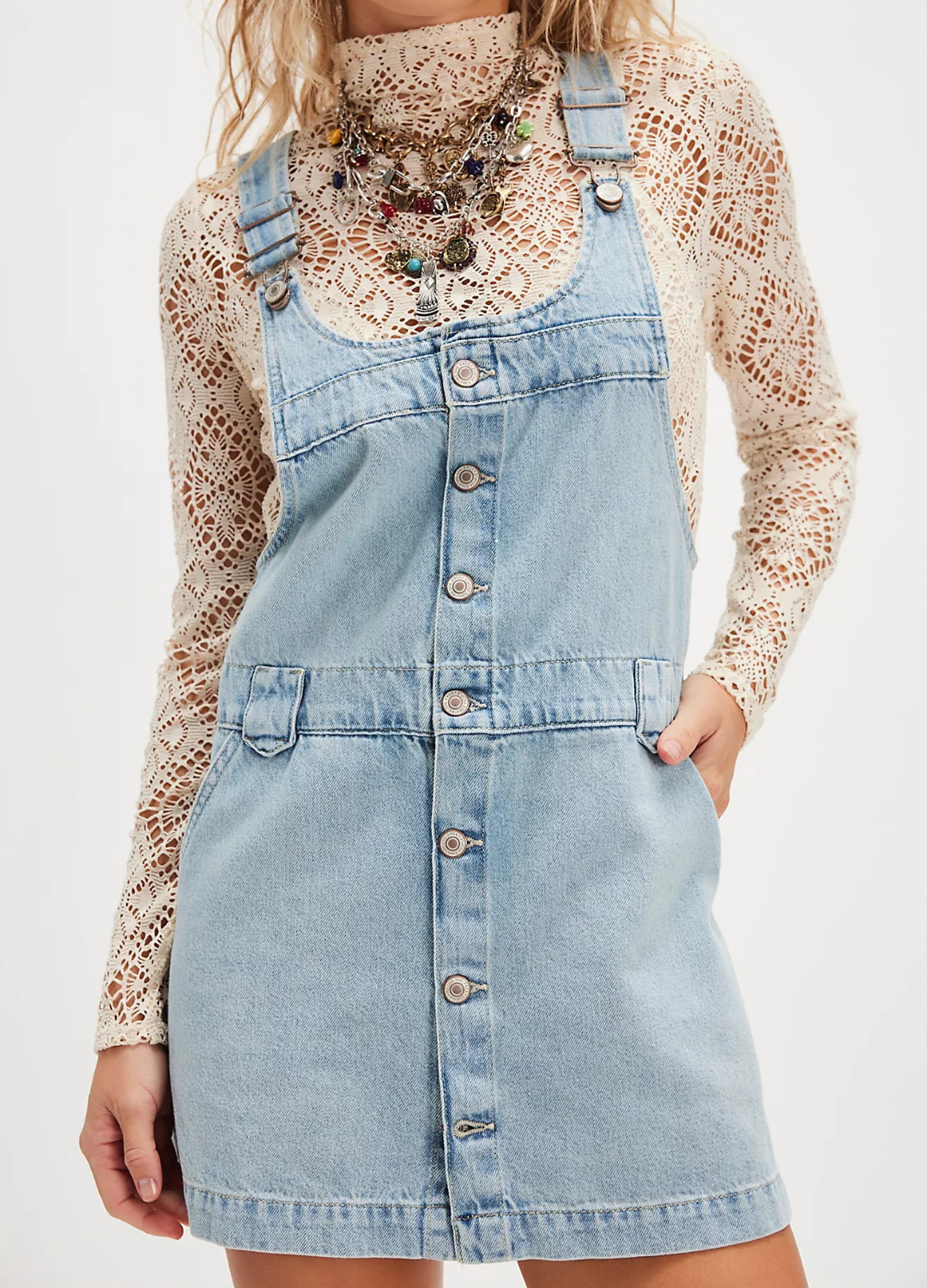 We The Free Edie Denim Skirtall Dress