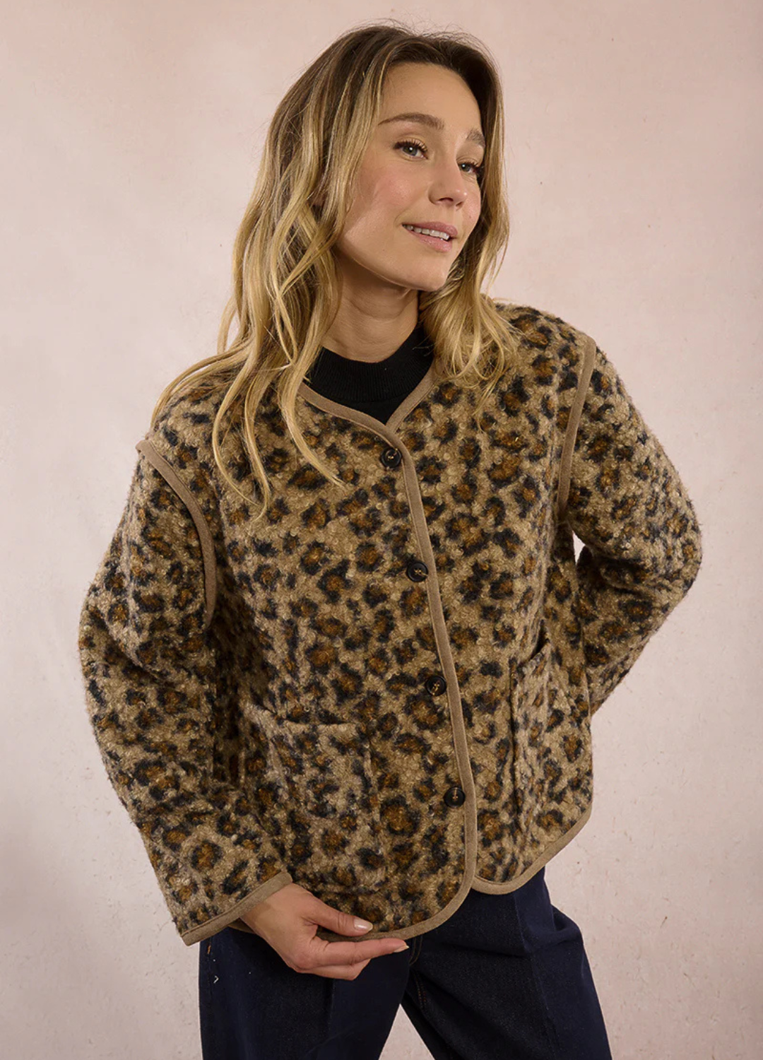 Leopard Print Button Up Jacket