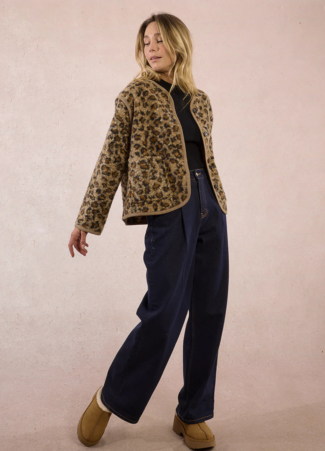 Leopard Print Button Up Jacket