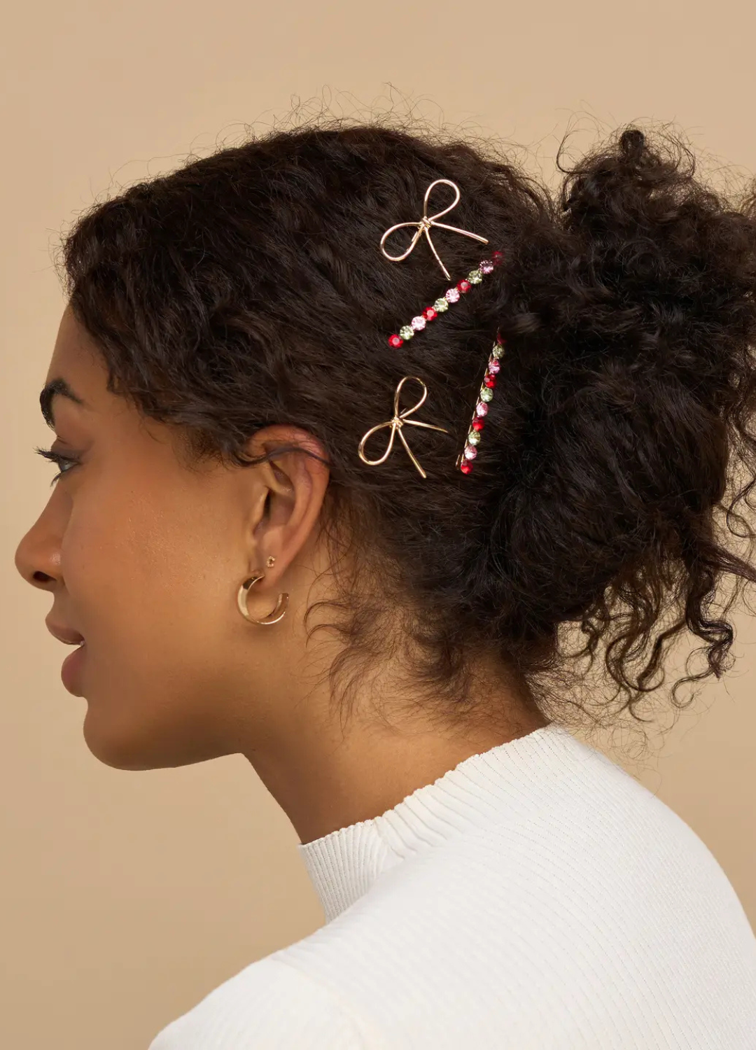 Holiday Gemstone Bobby Pin & Bow Set