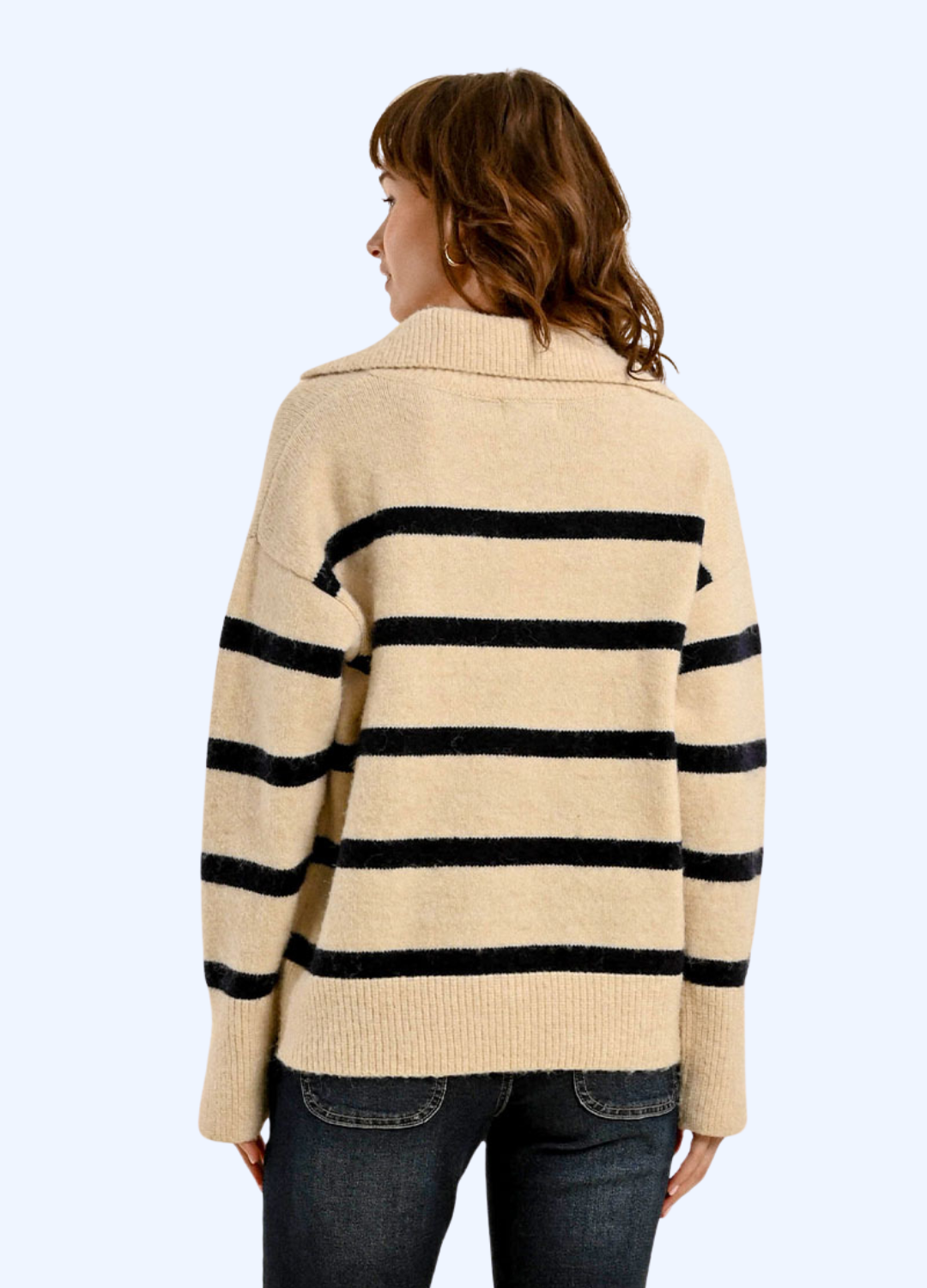 Striped Polo Shirt Style Sweater