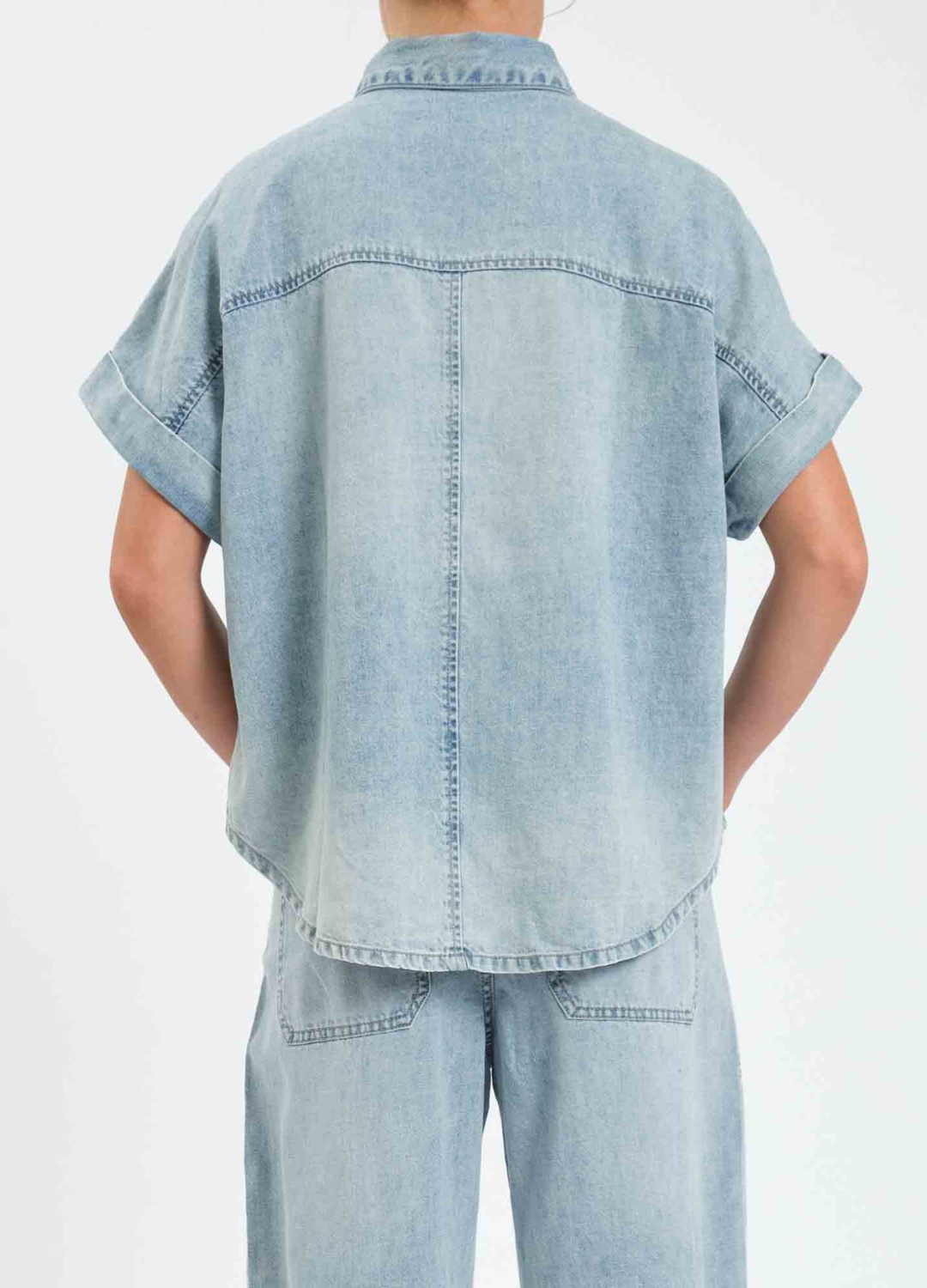Shore Rolled Short Sleeve Chambray Top