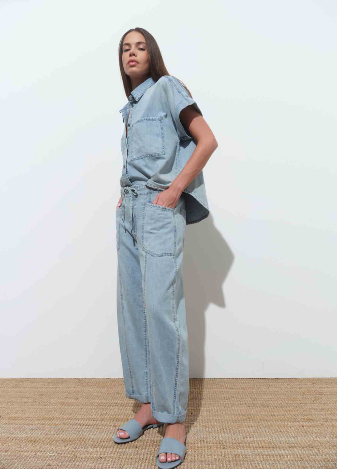 Shore Rolled Short Sleeve Chambray Top