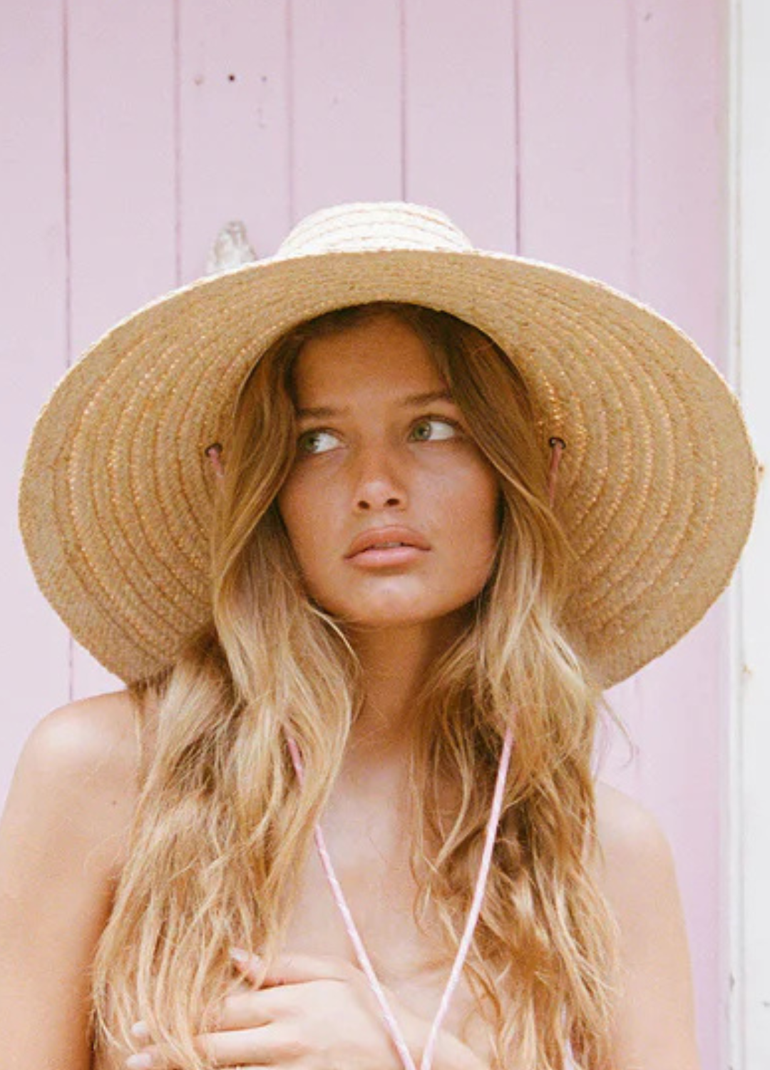 The Vista Wide Brim Hat with Pink Drawcord