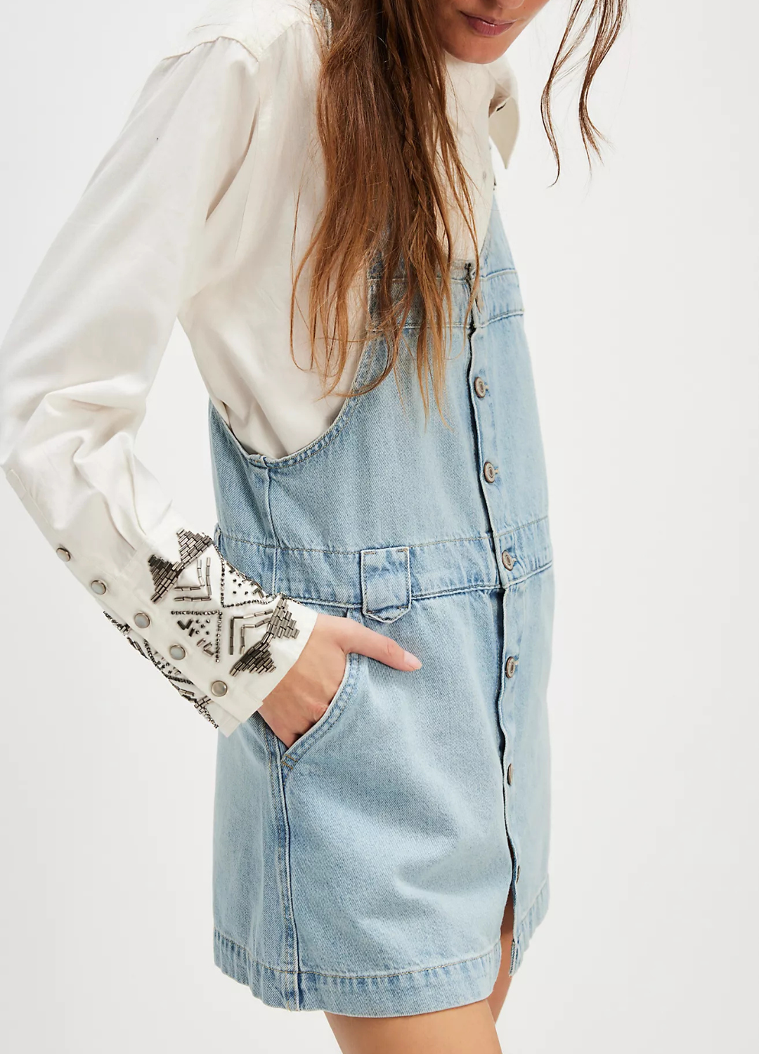We The Free Edie Denim Skirtall Dress