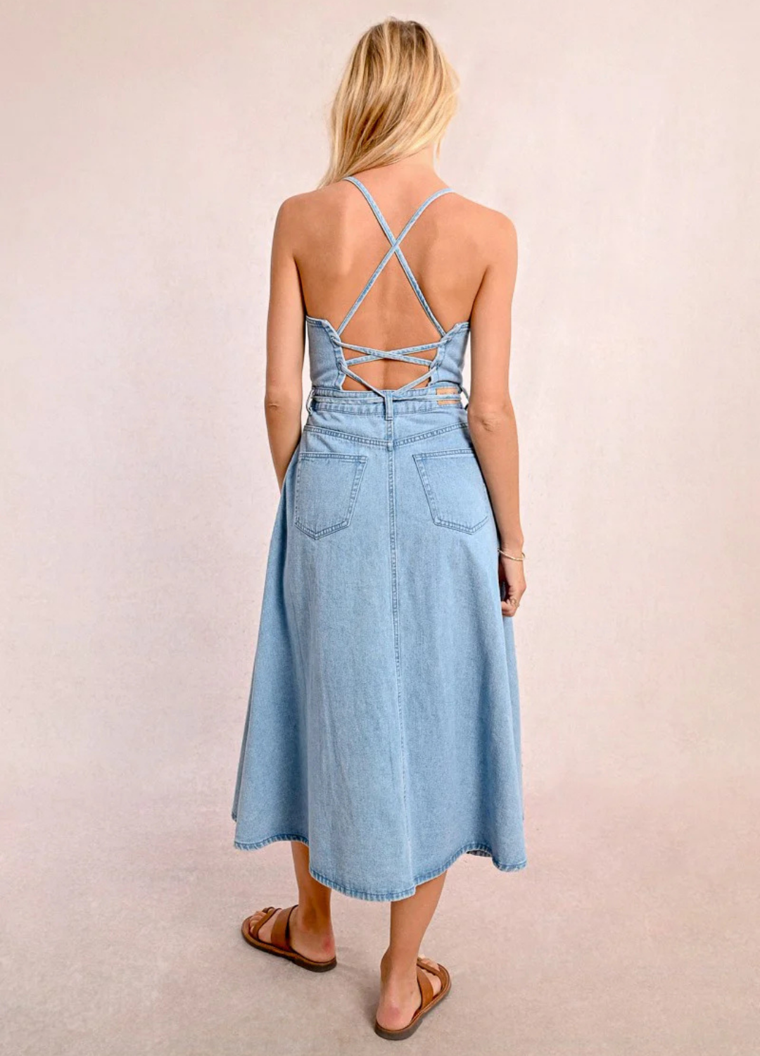 Molly Long Denim Dress With Back Detail