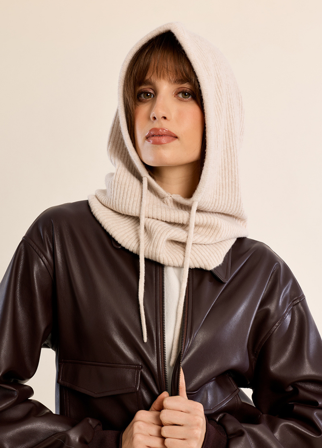 Jackie Ribbed Knit Hood