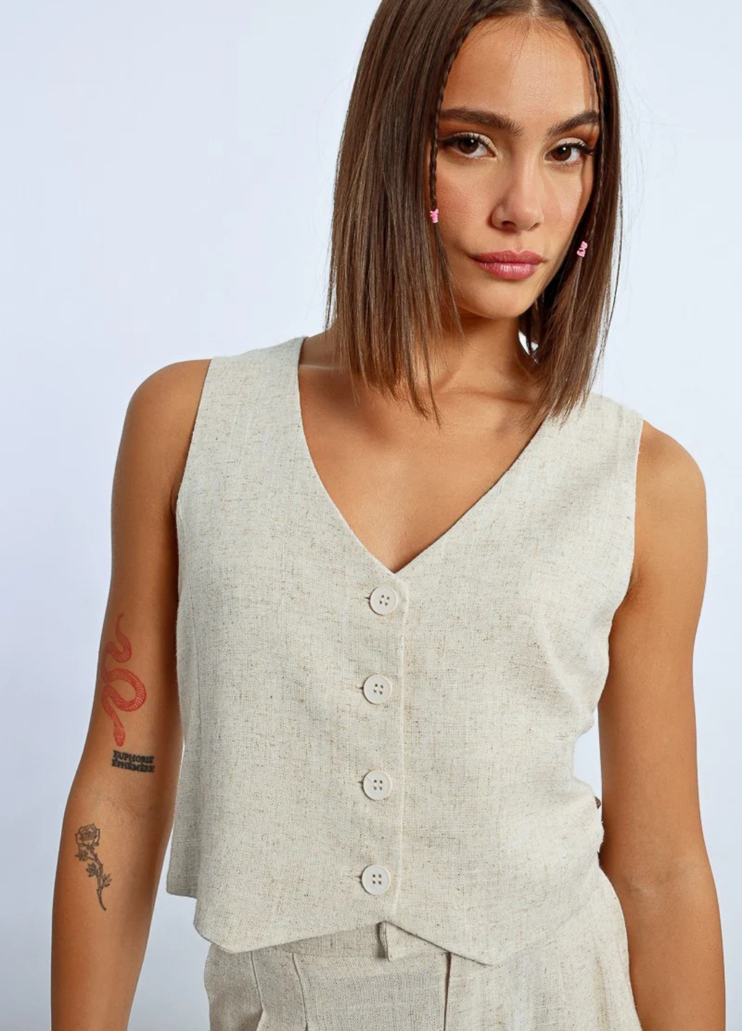 Lili Linen-Blend Vest