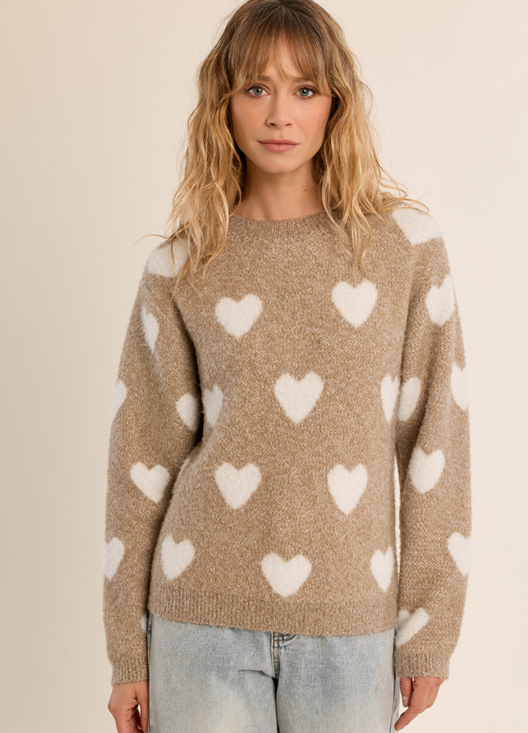 Carley All Over Heart Knit Sweater