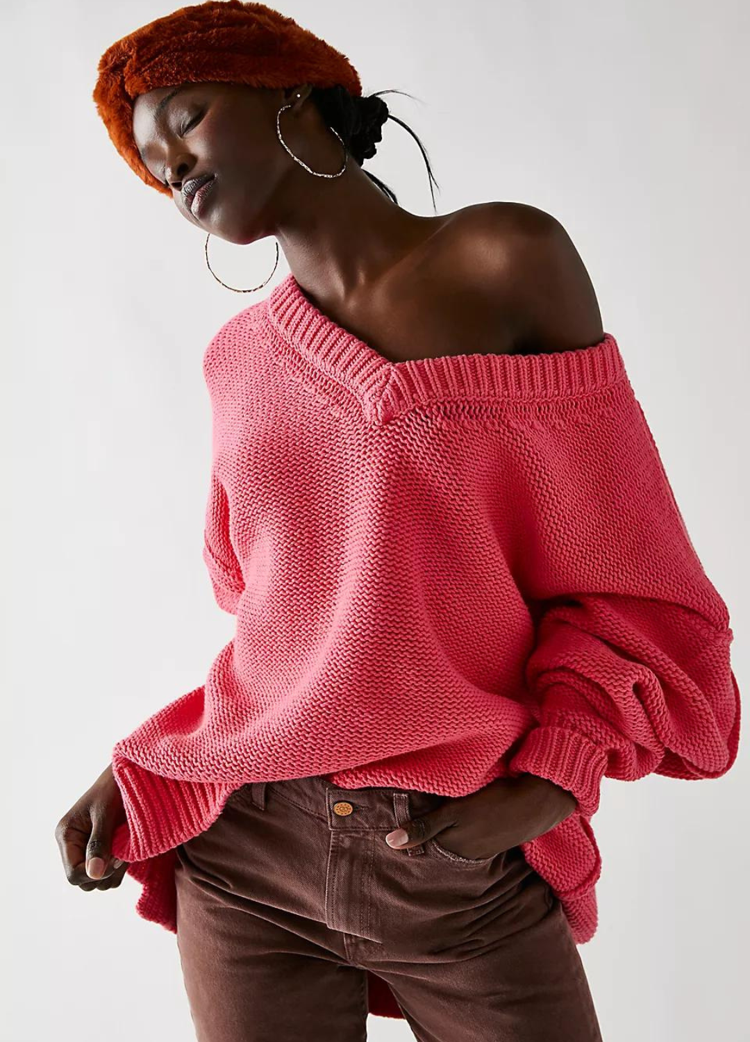 Alli V-Neck Sweater in Strawberry Spritz
