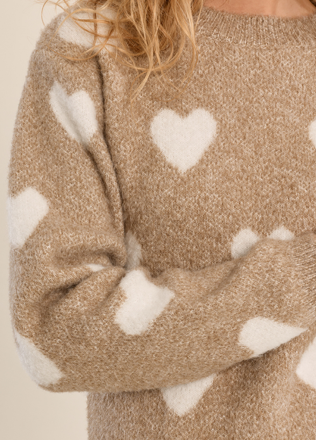 Carley All Over Heart Knit Sweater