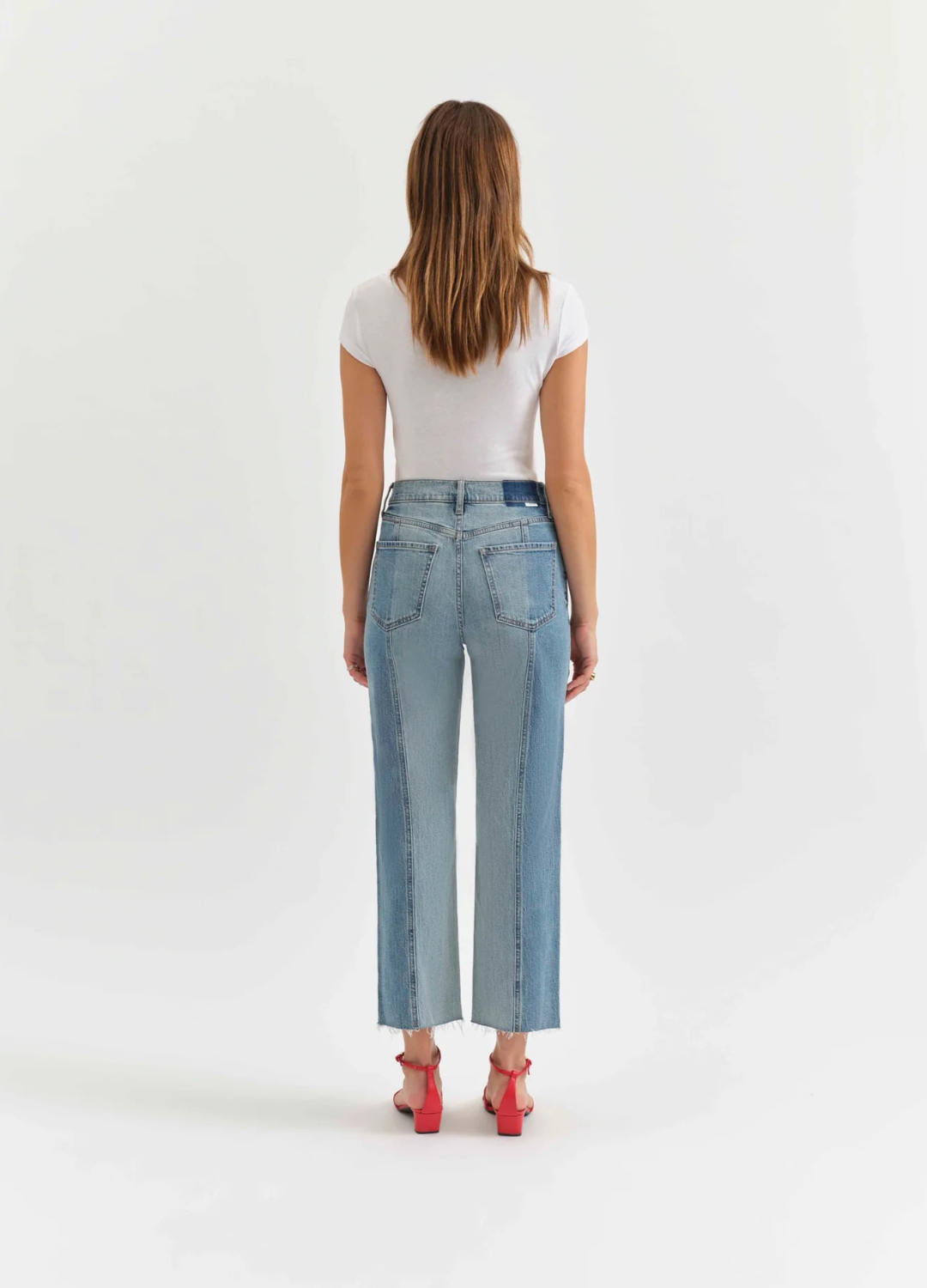 Sundaze Vintage Straight-Leg Crop Two-Tone Jeans