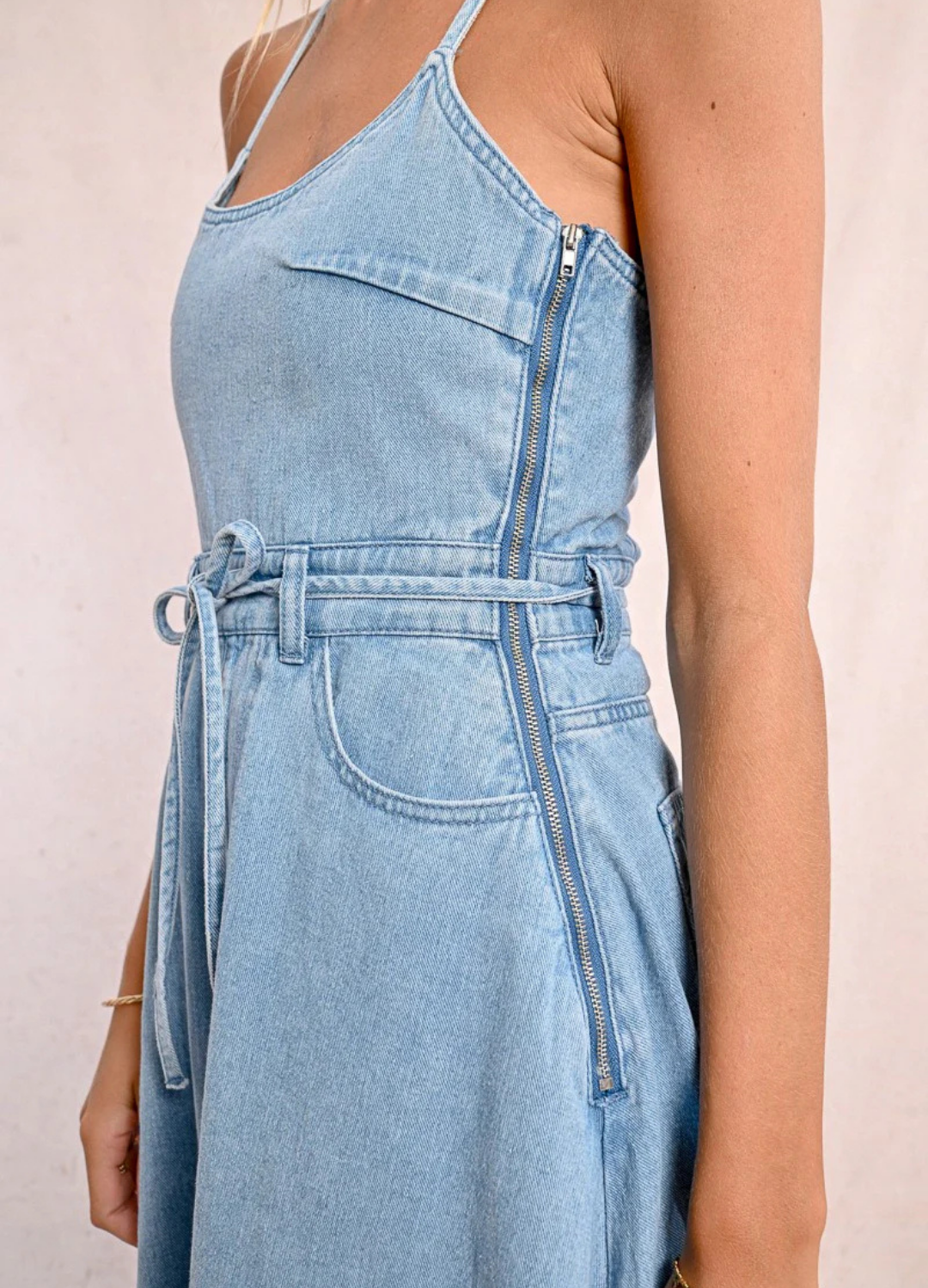 Molly Long Denim Dress With Back Detail