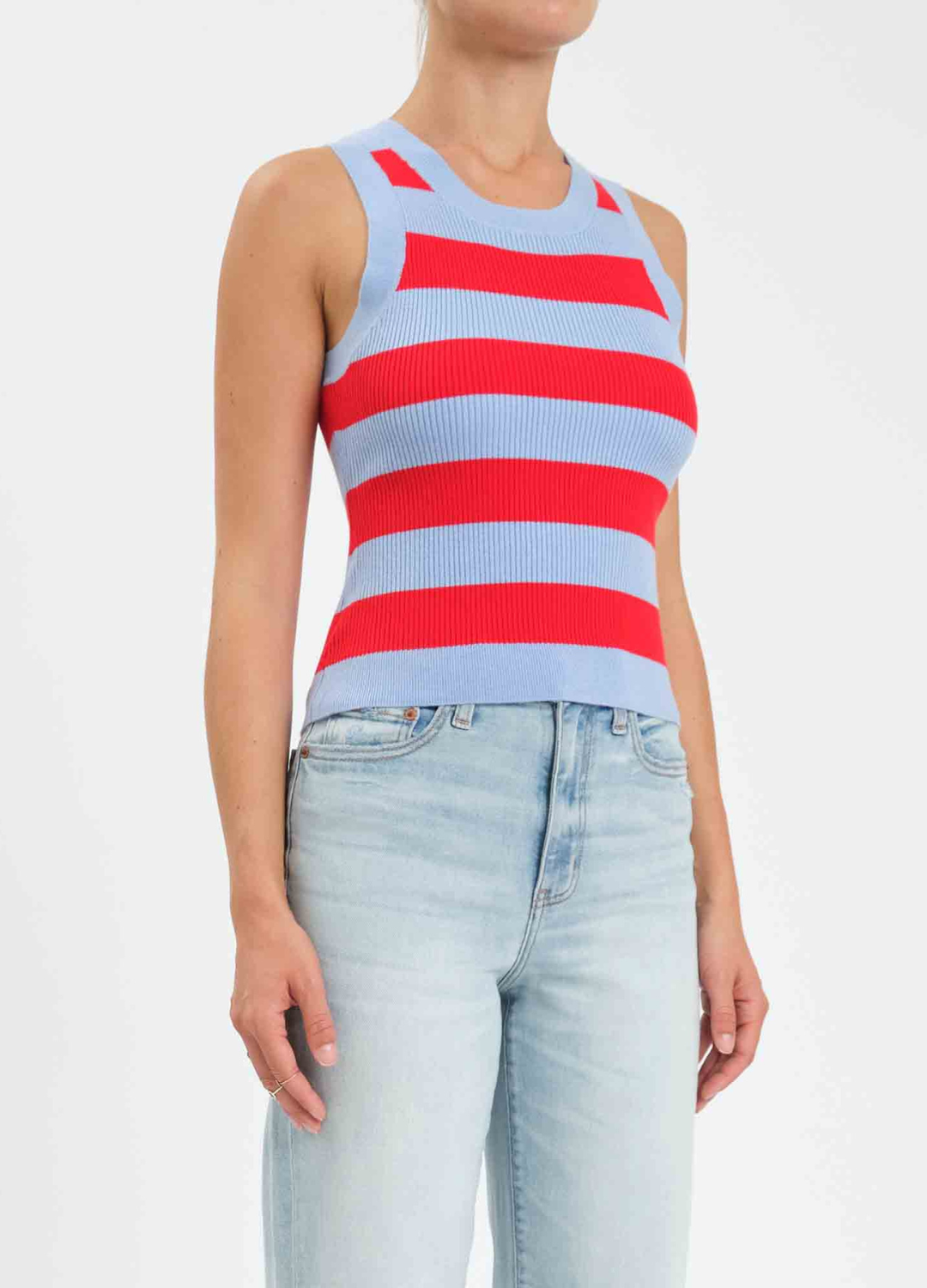 Flirty Stripe Knit Tank Sweater