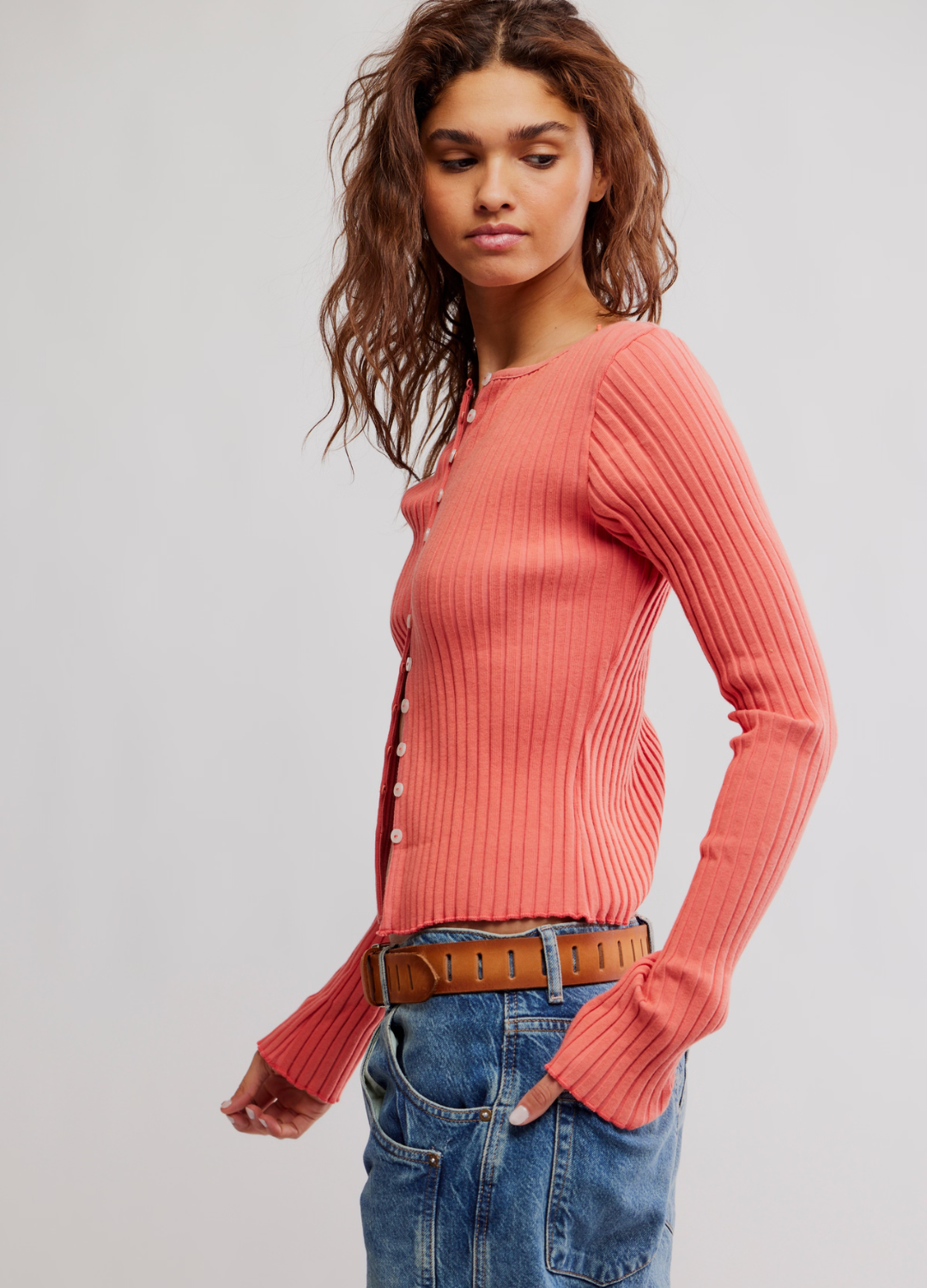 Tilly Long Sleeve Cardi Top - Crabapple