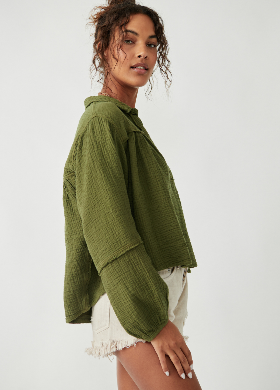 Yucca Double Cloth Long Sleeve Top