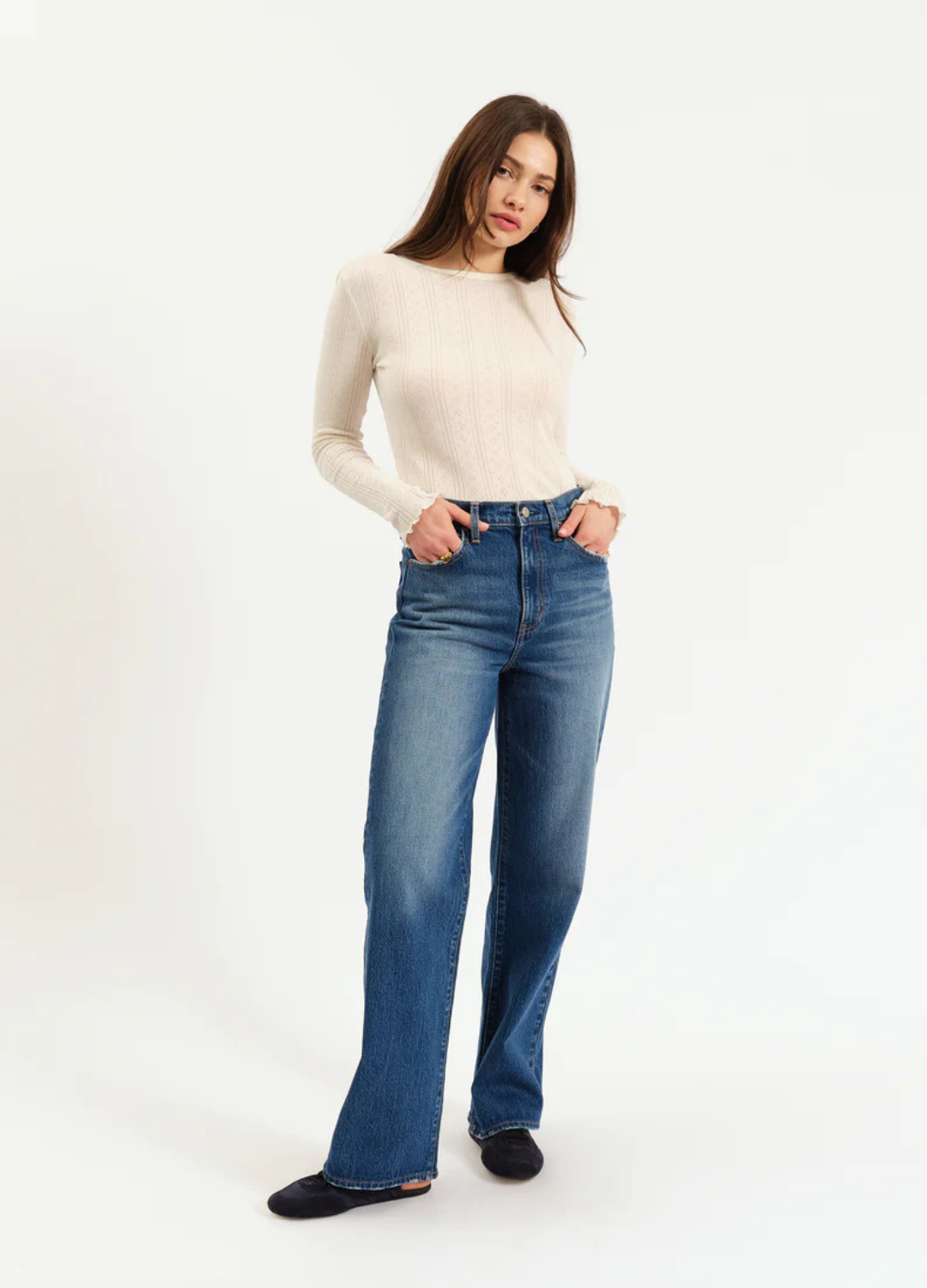 City Straight High Rise Straight Leg in Bright Blue