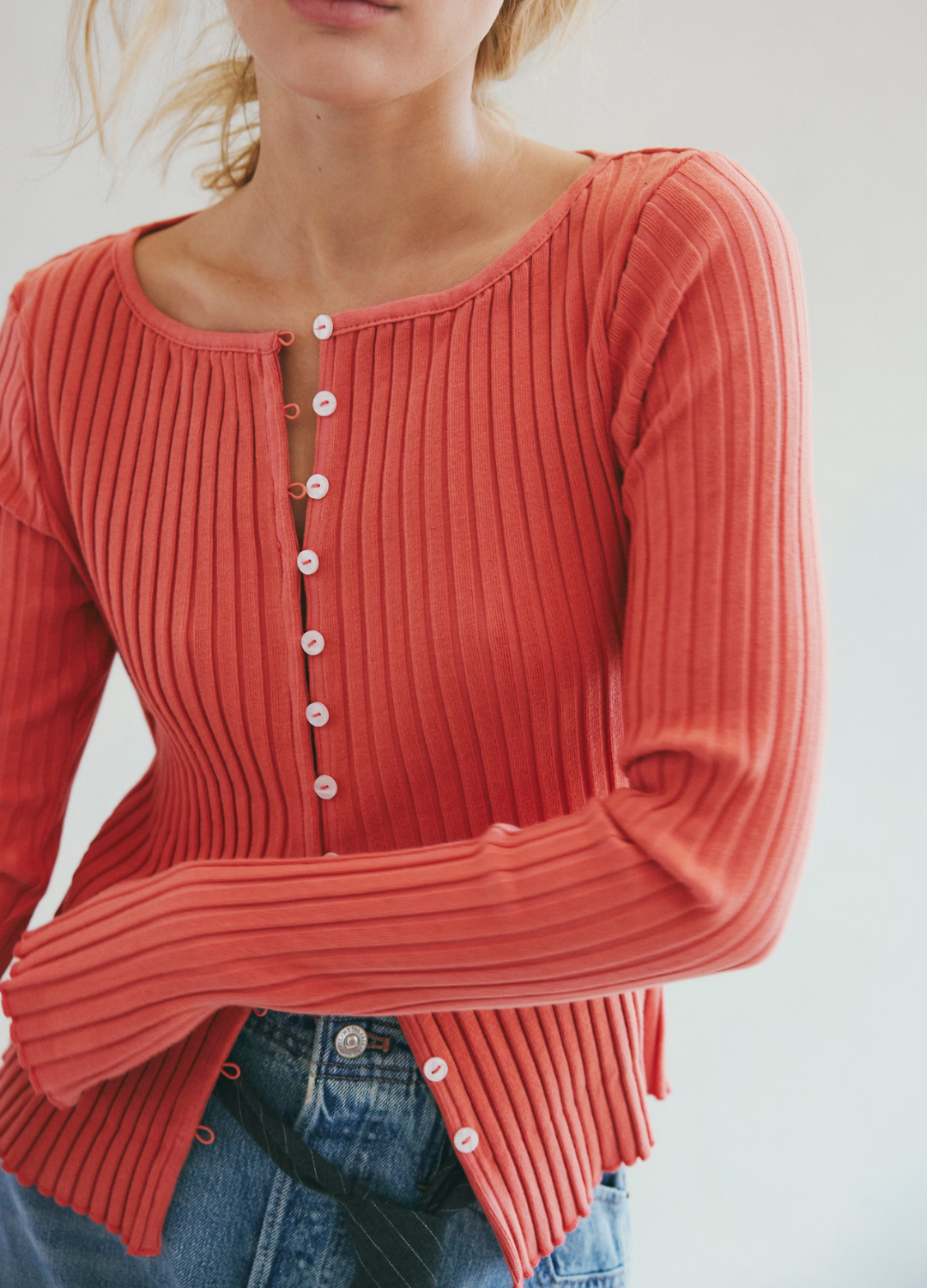 Tilly Long Sleeve Cardi Top - Crabapple