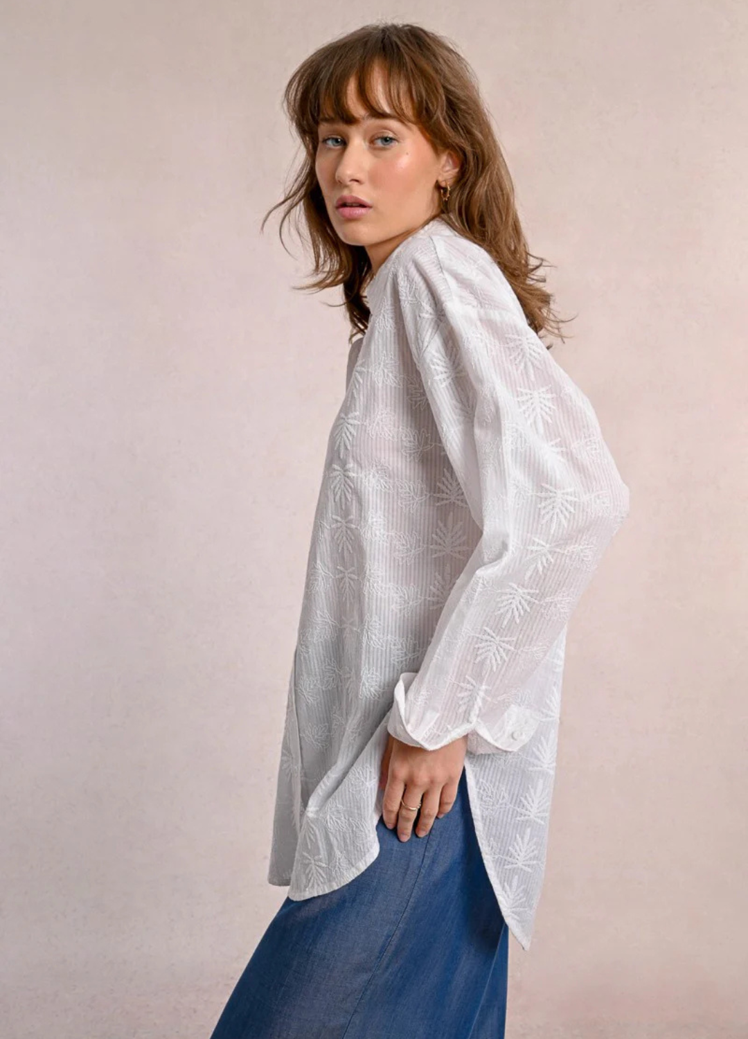 Palm Leaf Long Sleeve Button Up Shirt