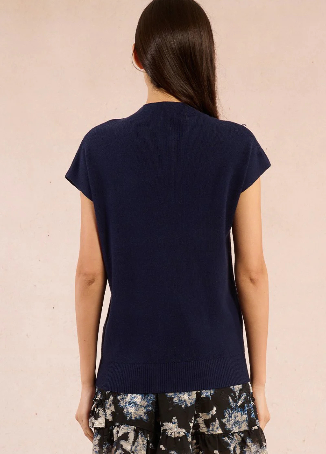 Fine Knit Short Sleeve Mock Neck Sweater