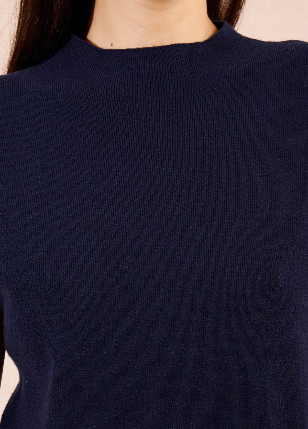 Fine Knit Short Sleeve Mock Neck Sweater