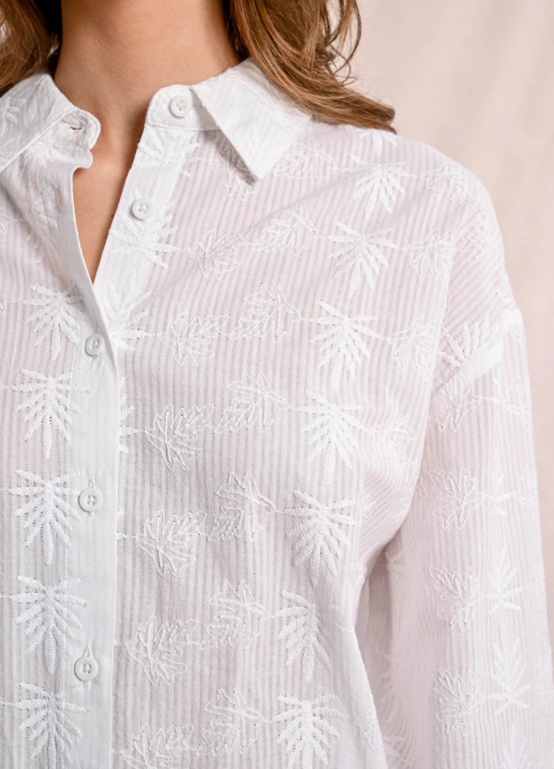 Palm Leaf Long Sleeve Button Up Shirt