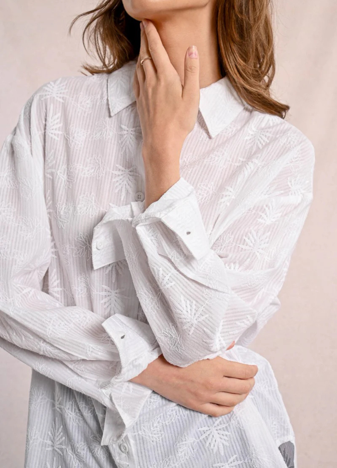 Palm Leaf Long Sleeve Button Up Shirt