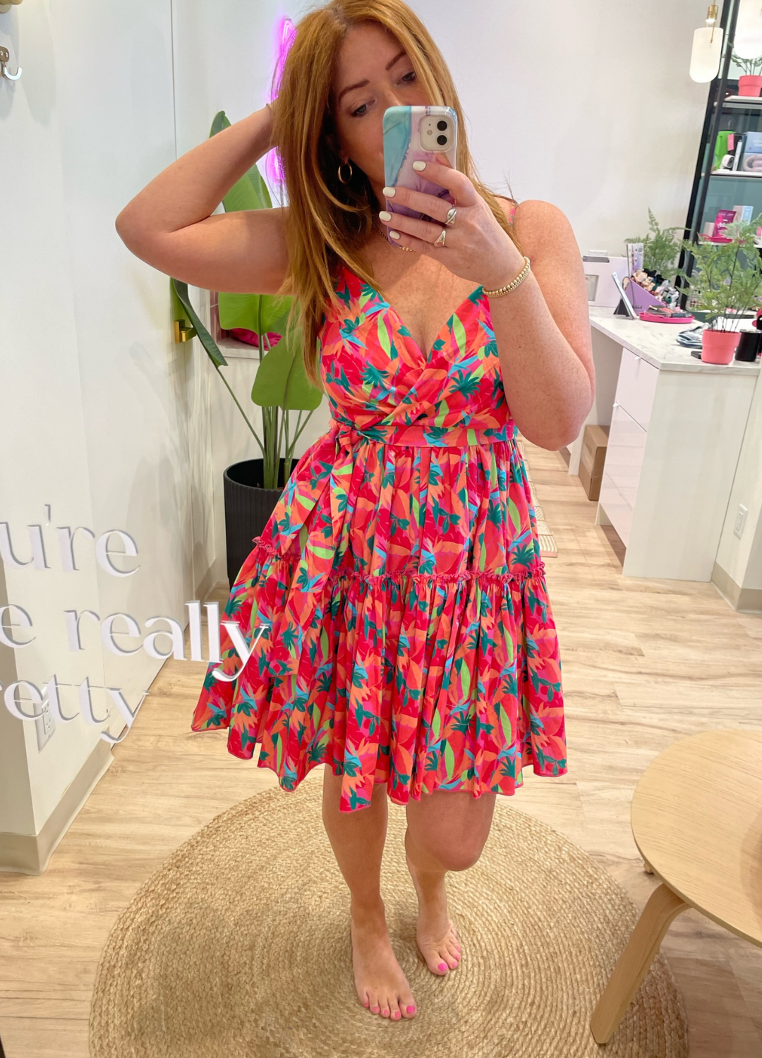 Crossed V-Neck Mini Dress